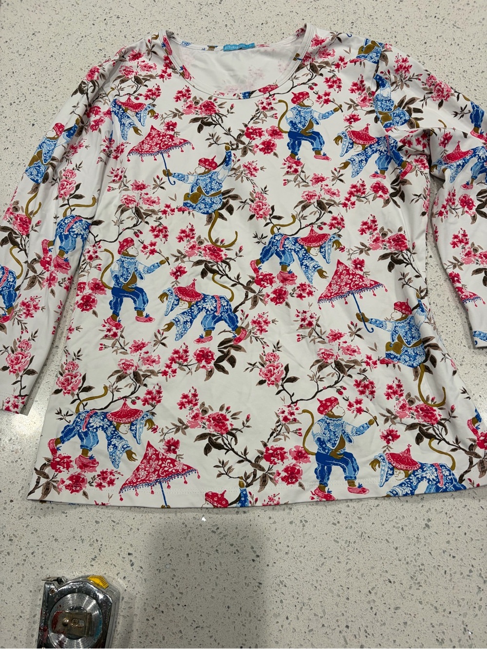 J. McLaughlin top medium Catalina cloth floral oriental preppy